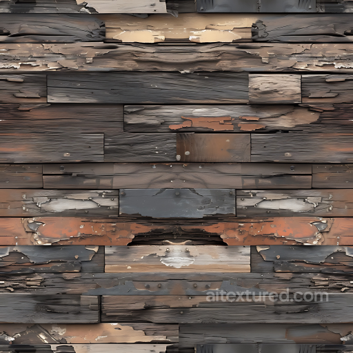 Weathered Wood Planks PBR Texture with Peeling Paint and Natural Grain seamless Wood PBR texture