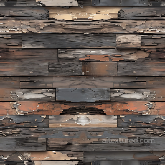 Weathered Wood Planks PBR Texture with Peeling Paint and Natural Grain Wood texture preview