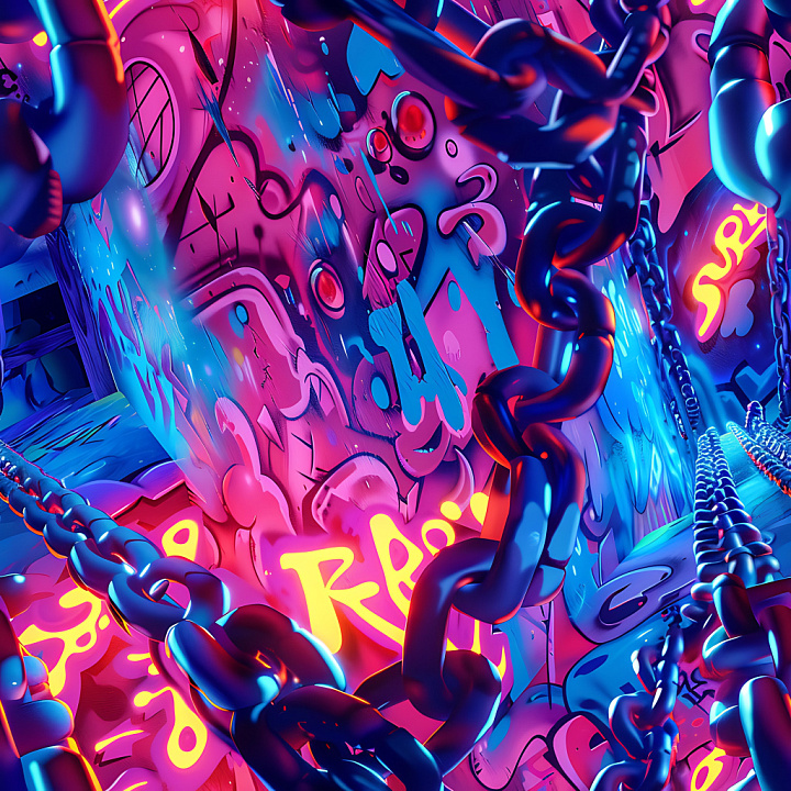 Graffiti Featuring Neon Colors and Urban Spray Paint seamless PBR texture preview