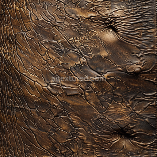 Seamless 3D PBR Aged Cracked Brown Leather Texture with Deep Wrinkles