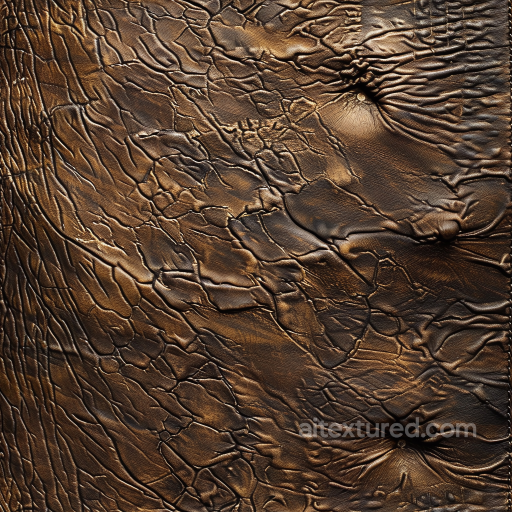 Aged Cracked Brown Leather Texture with Deep Wrinkles seamless Leather PBR texture