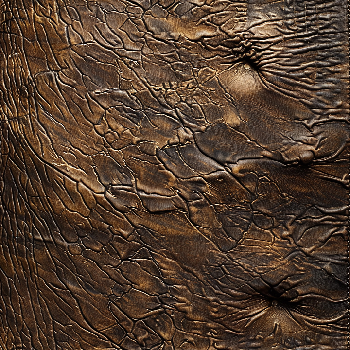 Aged Cracked Brown Leather with Deep Wrinkles seamless PBR texture preview
