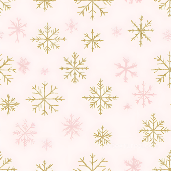 Digital Paper Texture with Gold Glitter and Pink Snowflakes All Christmas Digital paper texture preview