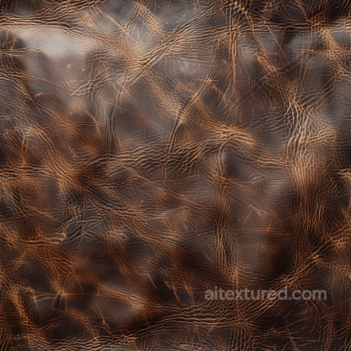 Distressed Brown Leather Seamless Texture with Deep Wrinkles and Weathered Finish seamless Leather PBR texture