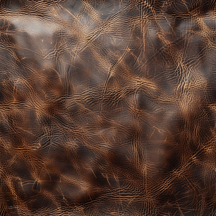 Distressed Brown Leather with Deep Wrinkles and Weathered Finish seamless PBR texture preview