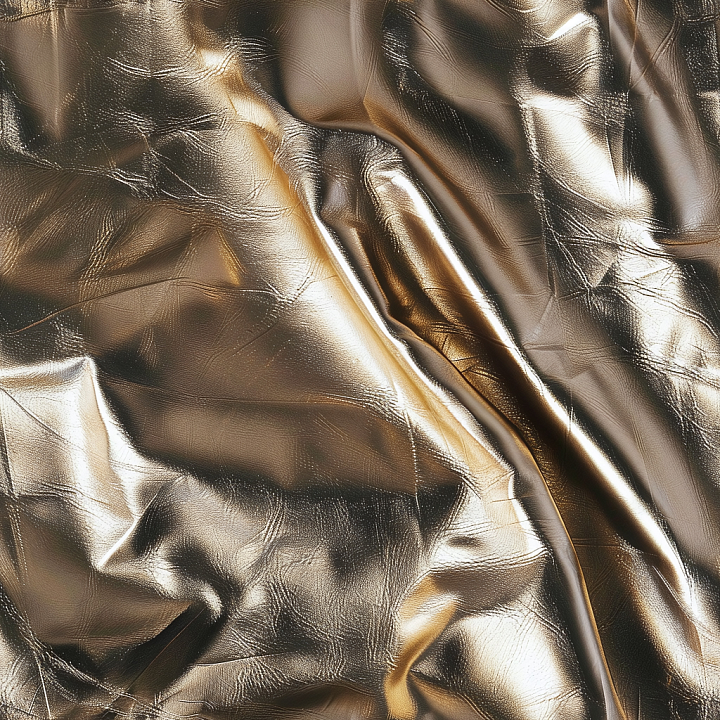 Metallic Gold Leather Featuring Subtle Wrinkles and Fine Grain seamless PBR texture preview