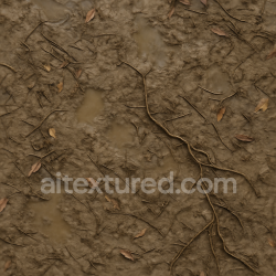 seamless Seamless 3d texture pbr 8k of wet mud with water puddles and organic debris texture 8k free download PBR
