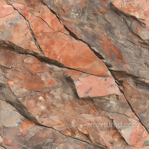 Textured Stone Rock Surface with Reddish Cracks and Layers seamless Stone PBR texture