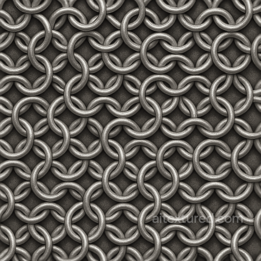 8K PBR Chainmail With Overlapping Rings And Silver Metal Shine seamless Chainmail PBR texture