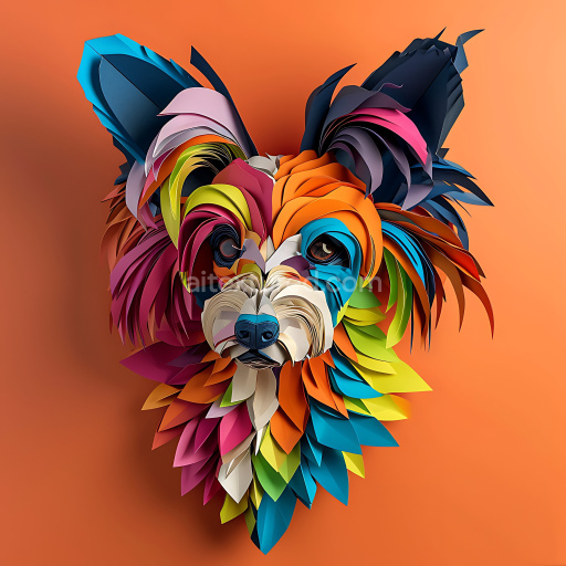 Seamless 3D PBR Texture Featuring Multicolored Origami-Style Paper Fur