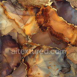 seamless Seamless 3D Alcohol Ink PBR Texture Featuring Amber, Brown, and Gold Veins texture 8k free download PBR