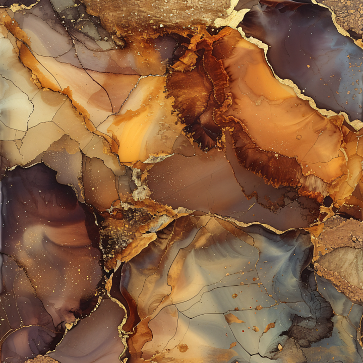Alcohol Ink Featuring Amber, Brown, and Gold Veins seamless PBR texture preview