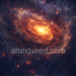 seamless Seamless 3D Space PBR Texture of a Glowing Spiral Galaxy Nebula with Fiery Orange and Deep Blue Tones texture 8k free download PBR
