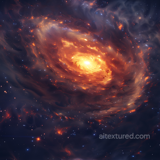Space PBR Texture of a Glowing Spiral Galaxy Nebula with Fiery Orange and Deep Blue Tones Star, space, planets texture preview