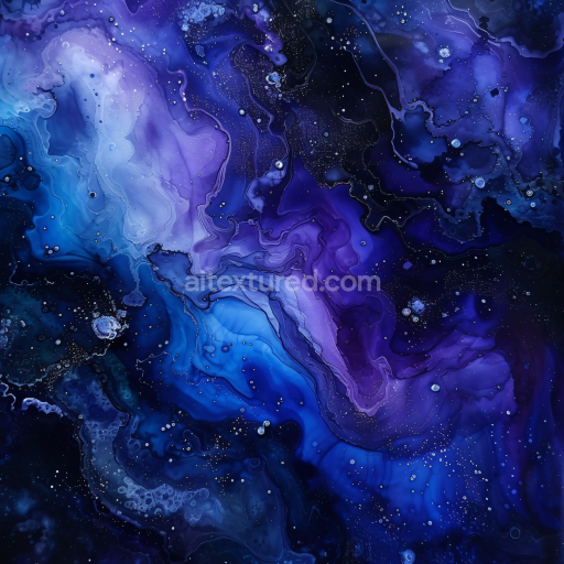 Seamless 3D Alcohol Ink PBR Texture with Deep Blue and Violet Fluid Waves