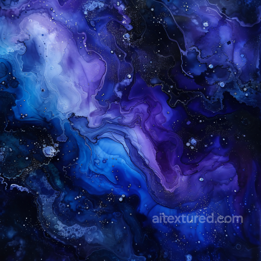Alcohol Ink PBR Texture with Deep Blue and Violet Fluid Waves seamless Alcohol ink PBR texture