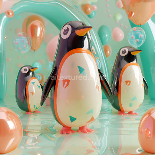 Seamless 3D Inflated Vinyl Panels PBR Texture with Glossy Peach and Mint Colors