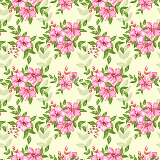Seamless 3D PBR Texture of Pink Flower Floral Pattern on Soft Fabric