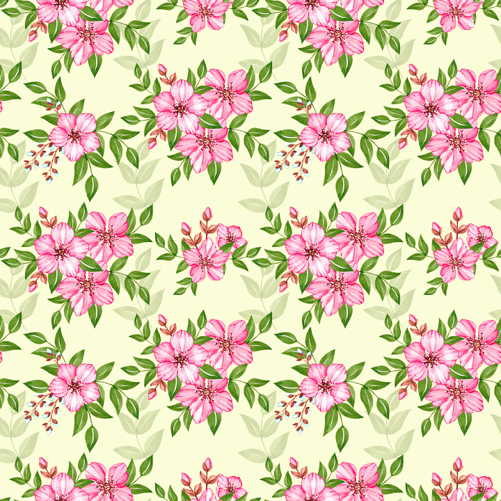 Pink Flower Floral Pattern on Soft Fabric seamless PBR texture preview