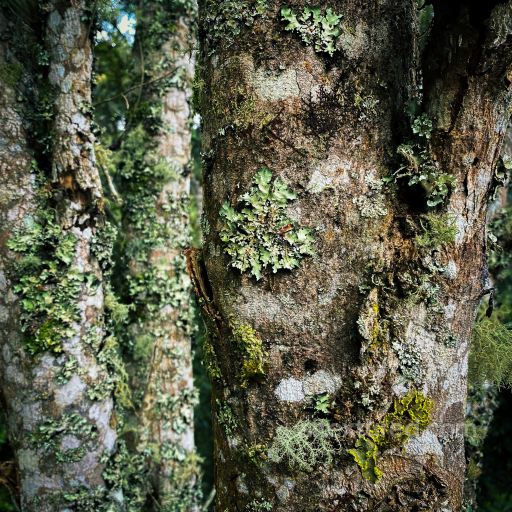 PBR Wood Bark Texture with Moss and Lichen seamless Wood PBR texture