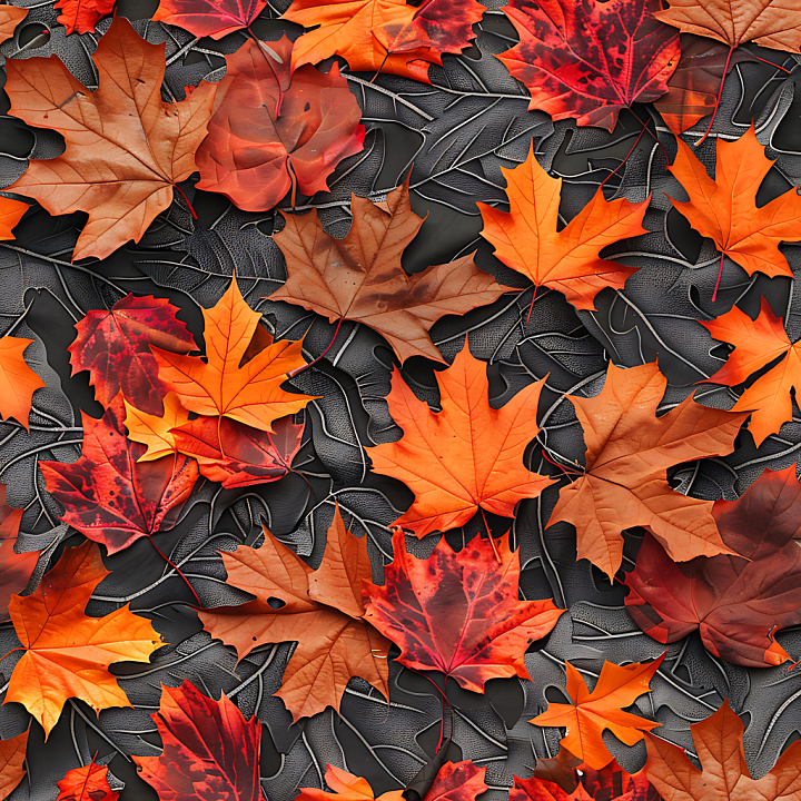 Autumn Forest Camouflage with Realistic Fallen Leaves and Dark Leaf Out… seamless PBR texture preview