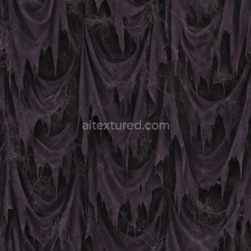 Seamless 3d texture pbr 8k spooky fabric with cobweb dust and tattered cloth