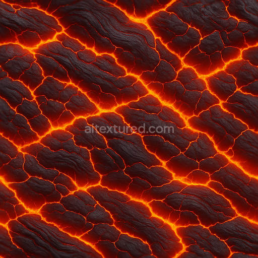 Seamless 3D texture of molten lava flow PBR 8K surface