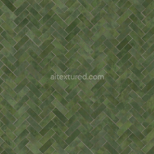 Herringbone Emerald Porcelain Tiles | Free PBR