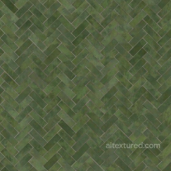 Herringbone Emerald Porcelain Tiles | Free PBR Tile texture preview