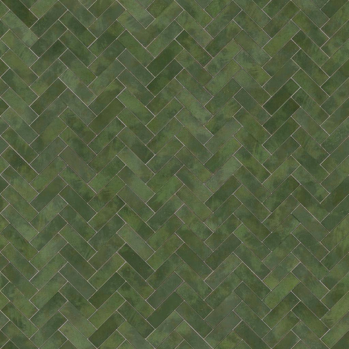 Herringbone Emerald Porcelain Tiles seamless PBR texture preview