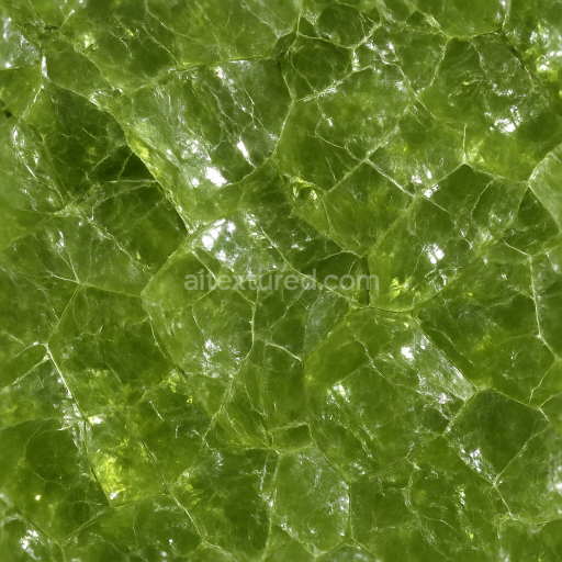 Seamless 3d texture pbr 8k peridot rough crystal with fractures and lustrous finish