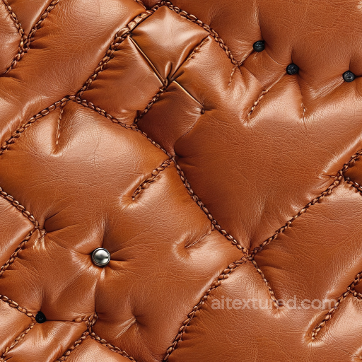 Quilted Brown Leather Upholstery PBR Texture with Detailed Stitching and Button Accents seamless Leather PBR texture