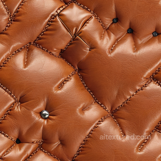 Quilted Brown Leather Upholstery PBR Texture with Detailed Stitching and Button Accents Leather texture preview