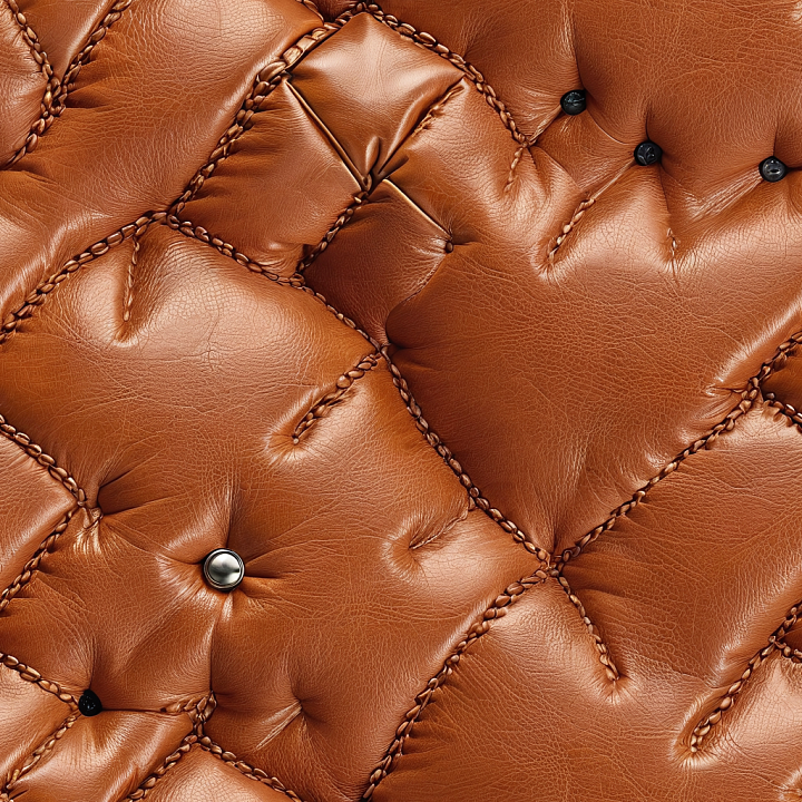 Quilted Brown Leather Upholstery with Detailed Stitching and Button Acc… seamless PBR texture preview