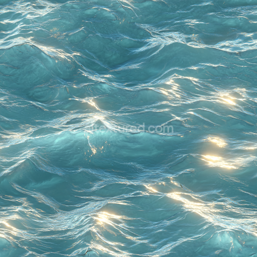 Seamless 3D PBR Texture of Turquoise Ocean Surface with Soft Waves and Realistic Light Reflections