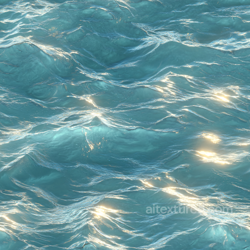Water Texture of Turquoise Ocean Surface with Soft Waves and Realistic Light Reflections seamless Water PBR texture