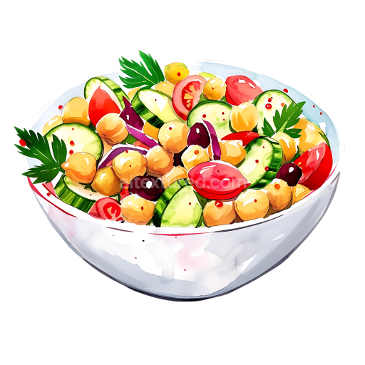 Bright Chickpea Salad Bowl Breakfast Illustration with Fresh Veggies