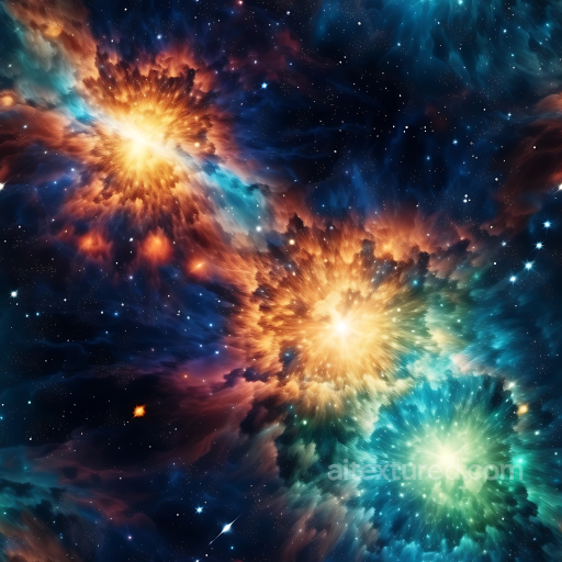 Space PBR Texture Featuring Vibrant Galactic Nebulae and Glowing Cosmic Clouds seamless Star, space, planets PBR texture