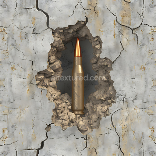 Seamless 3D Cracked & Holes PBR Texture Featuring Weathered Gray Concrete with Jagged Cracks and Rough Breaks