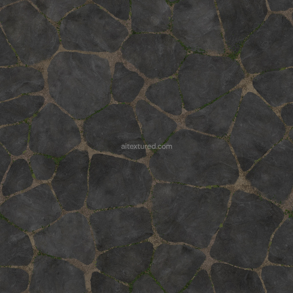 Seamless PBR tiles texture in dark stone design