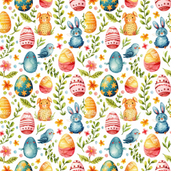 seamless Seamless 3D PBR Easter Digital Paper Texture Featuring Hand-Painted Watercolor Eggs and Bunnies texture 8k free download PBR