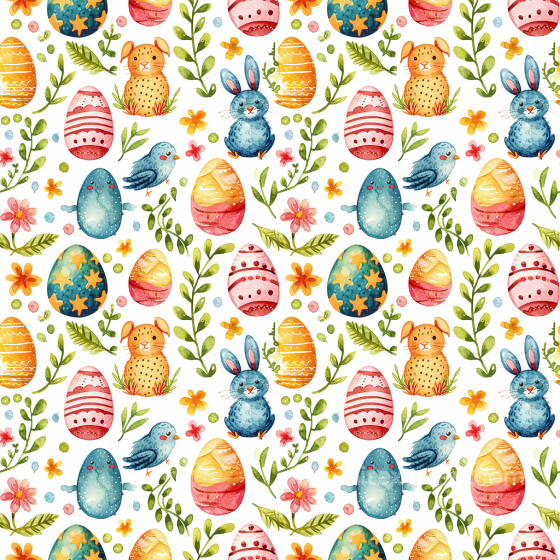 Easter Digital Paper Texture Featuring Hand-Painted Watercolor Eggs and Bunnies All Easter Digital paper texture preview