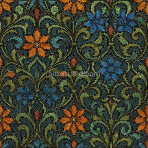 Ornate Stained Glass Texture Seamless 1024X1024