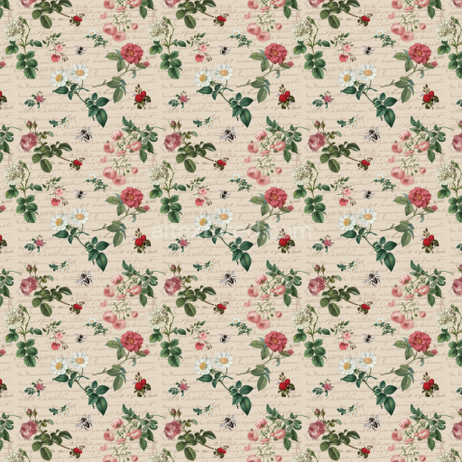 Seamless 3D PBR Vintage Wild Flower Fabric Texture with Botanical Pattern