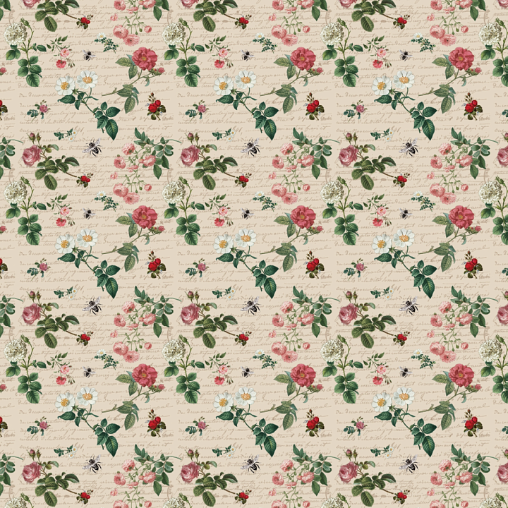 Vintage Wild Flower Fabric with Botanical Pattern seamless PBR texture preview