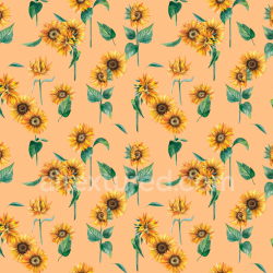 seamless Seamless 3D PBR Wild Flower Texture with Bright Sunflower and Leaf Pattern on Peach Background texture 8k free download PBR