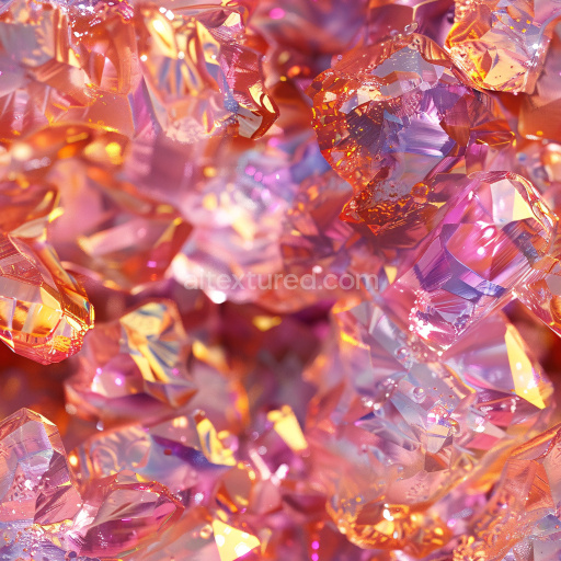Seamless 3D PBR Texture Featuring Glossy Iridescent Crystal Clusters