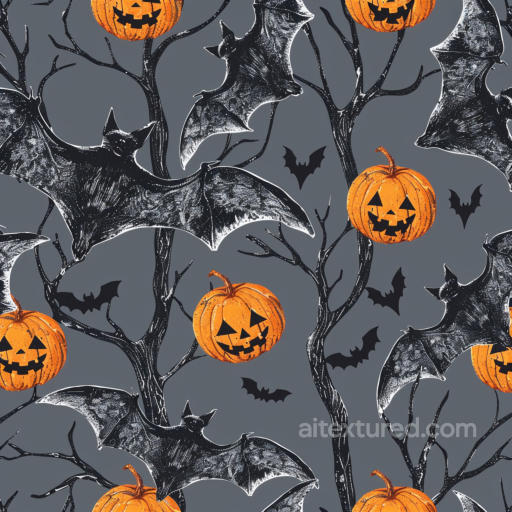 with Vintage Halloween Bats and Jack-o'-Lanterns seamless Vintage Halloween PBR texture