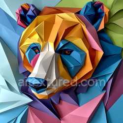seamless Seamless 3D PBR Texture of Colorful Origami-Style Bear Face texture 8k free download PBR