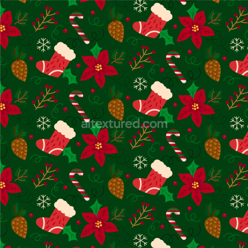 Seamless 3D PBR Christmas Digital Paper Texture with Festive Icons